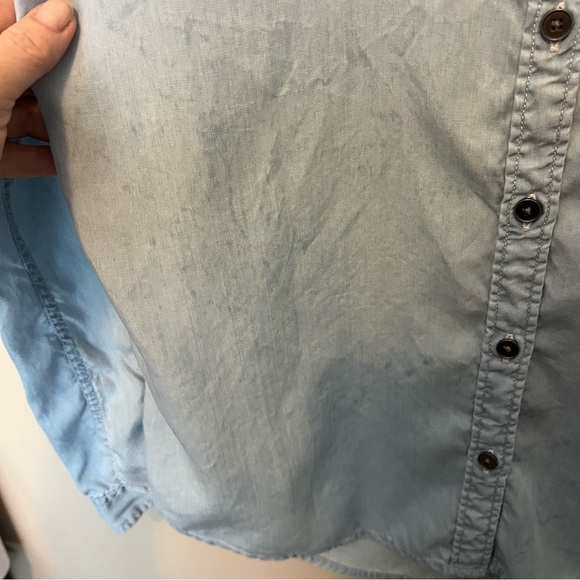 SO Perfect shirt lightweight denim like shirt button front pocket  button cuff - Picture 5 of 9